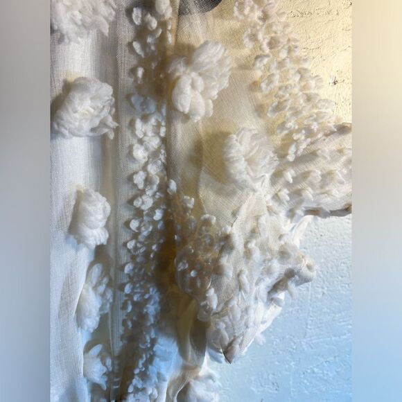 Dress by Vernacular, mini to knee, ivory cream with gorgeous floral poofs Medium - Picture 4 of 16